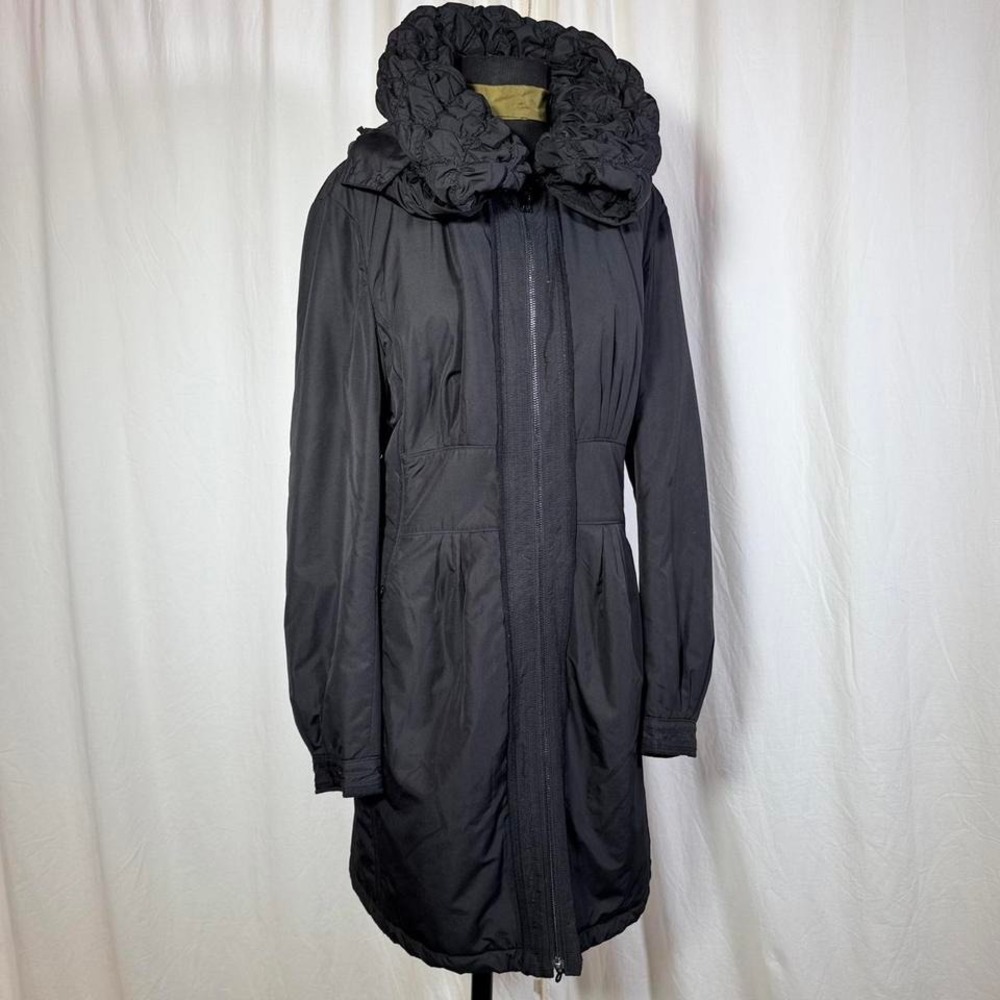 Elie Tahari Black Nylon Hooded Coat –‎ Women's L